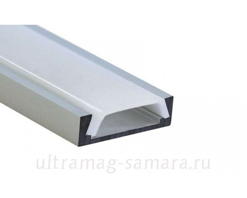 Профиль накладной алюминиевый, для светодиодных лент,, 16*6*2000мм(2 заглушки +2 клипсы, диффузор полумат.